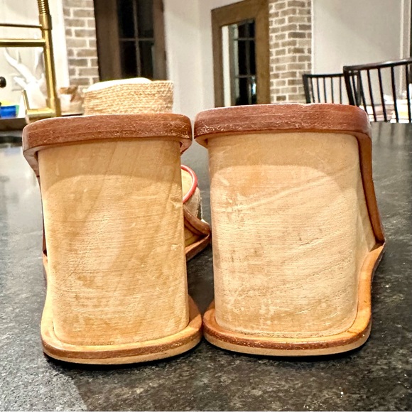 *rare* COACH Honey Wood Platform Wedge Logo Signature Tan/Red Size 7.5 - Picture 8 of 8